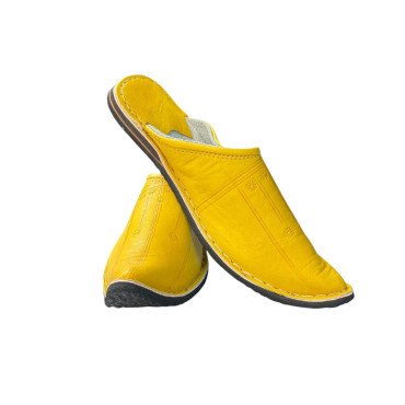 Babouches Berbères Jaunes en Cuir Véritable - Fait Main au Maroc
