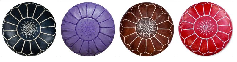 Leather poufs